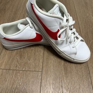 Nike White and Red Athletic Shoes
